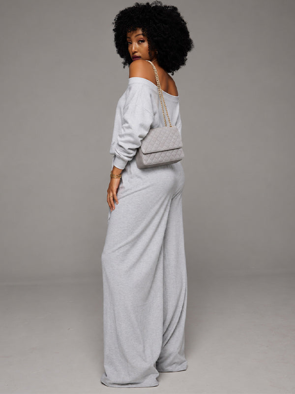 Boat-Neck Sweatshirt & Pants Set