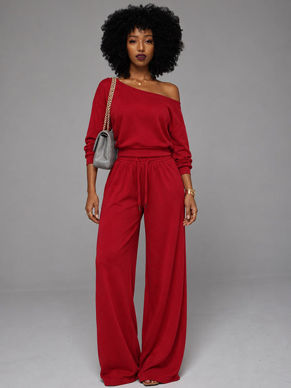 Boat-Neck Sweatshirt & Pants Set