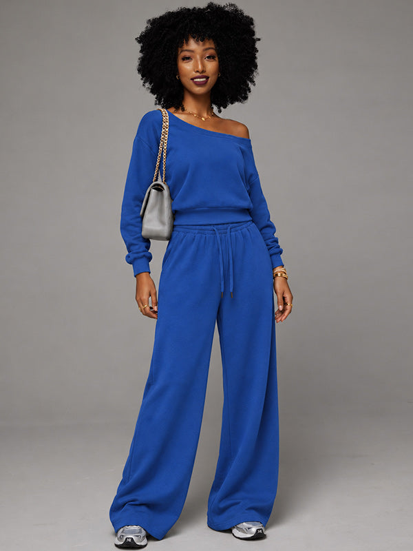 Boat-Neck Sweatshirt & Pants Set
