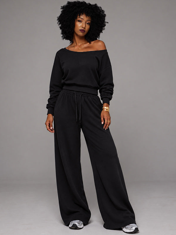 Boat-Neck Sweatshirt & Pants Set
