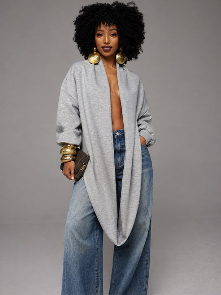 Solid Cowl-Neck Sweatshirt