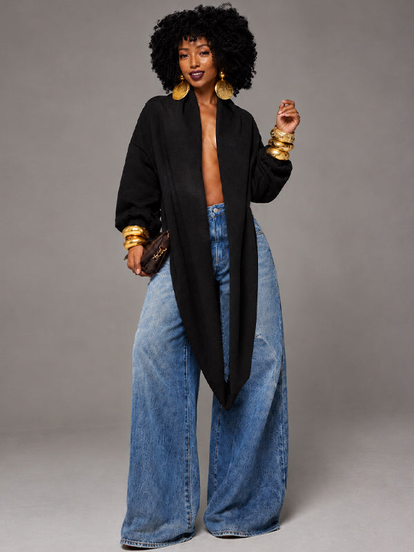 Solid Cowl-Neck Sweatshirt