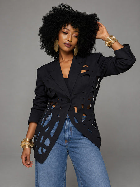 Solid Cutout Blazer