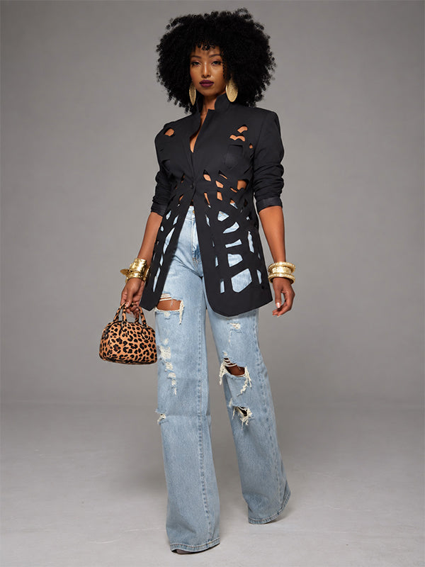 Solid Cutout Blazer