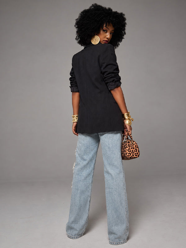 Solid Cutout Blazer
