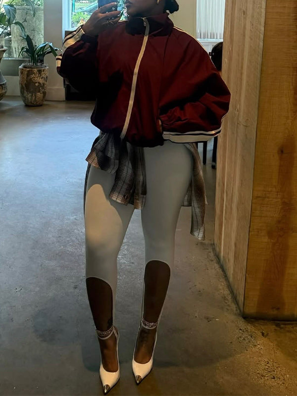 Side-Stripe Zip-Front Jacket