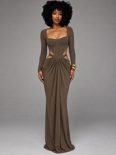 Square-Neck Cutout Maxi Dress