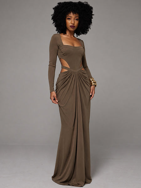 Square-Neck Cutout Maxi Dress