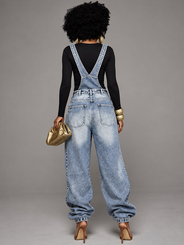 Asymmetric Denim Overalls