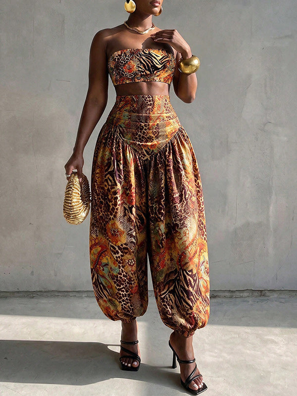 Printed Bandeau Top & Pants Set