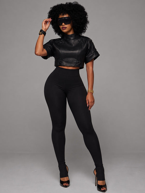 Faux-Leather Crop Top