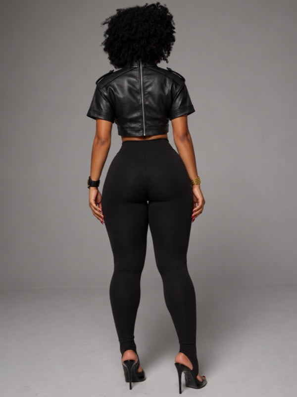 Faux-Leather Crop Top