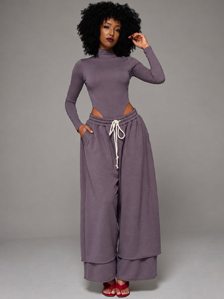 Wide-Leg Cropped Sweatpants