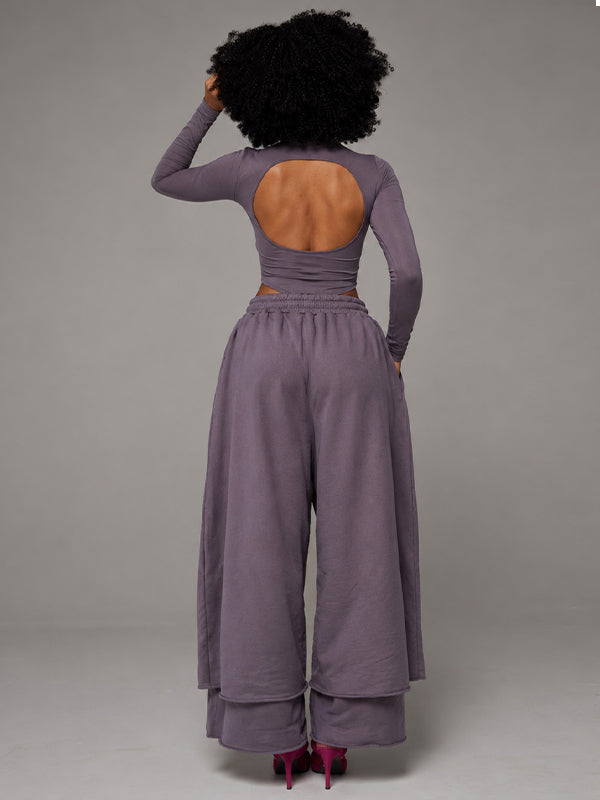 Wide-Leg Cropped Sweatpants