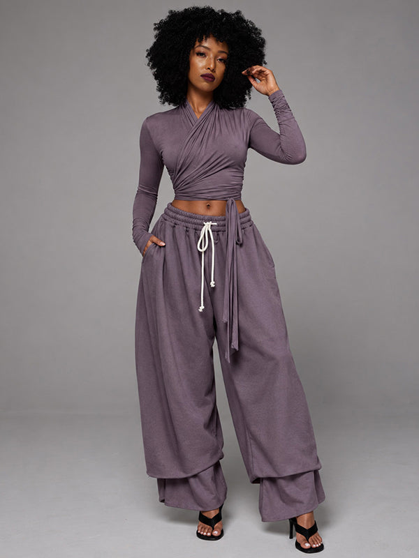 Wide-Leg Cropped Sweatpants