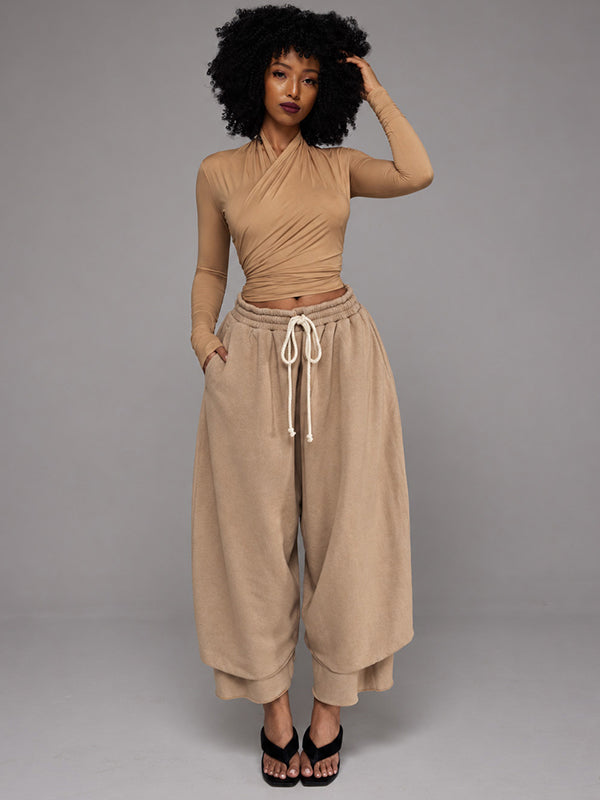 Wide-Leg Cropped Sweatpants