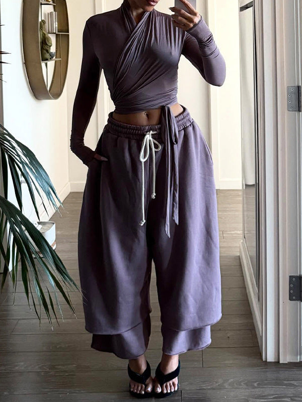 Wide-Leg Cropped Sweatpants