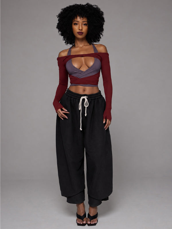 Wide-Leg Cropped Sweatpants