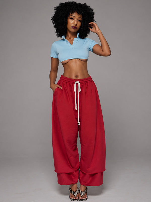 Wide-Leg Cropped Sweatpants