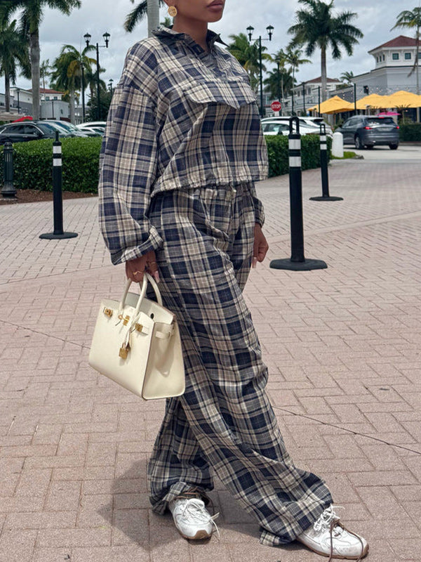 Plaid Shirt & Pants Set