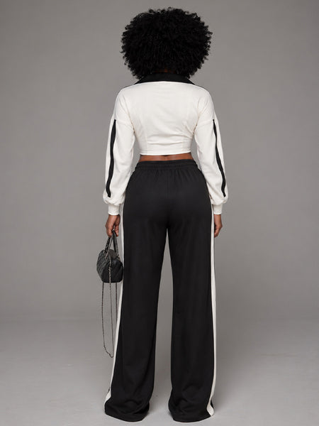 Stripe Zip-Front Jacket & Pants Set