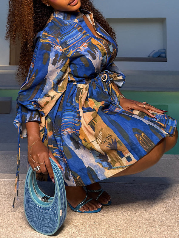 Printed Tied Shirt Dress