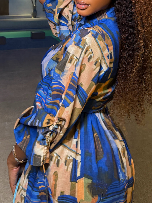 Printed Tied Shirt Dress