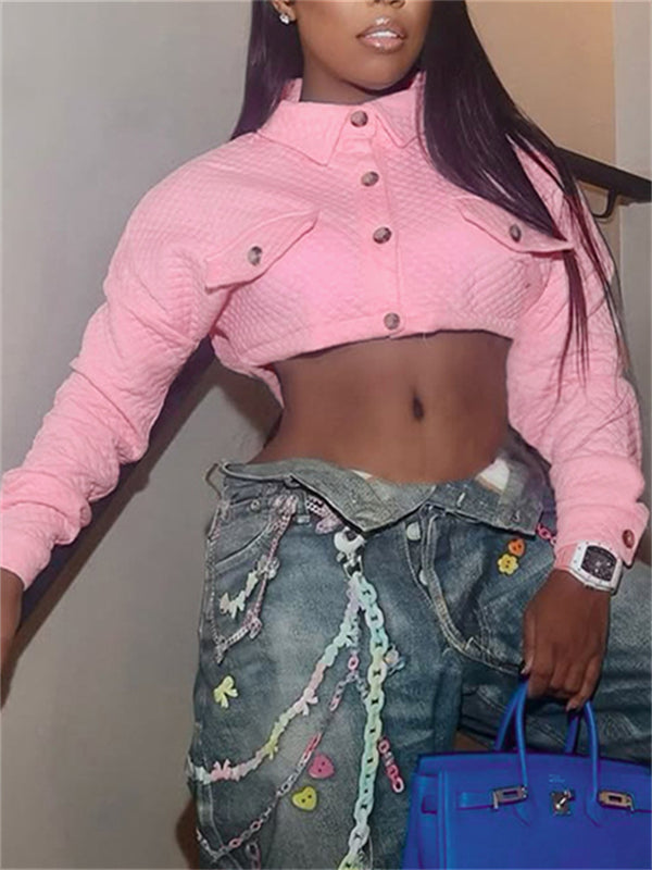Button-Front Cropped Jacket