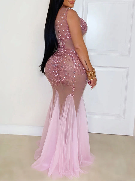 Studded Sheer Mermaid Dress