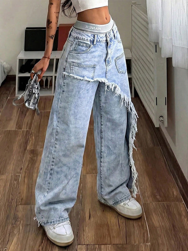 Overlapped Wide-Leg Jeans