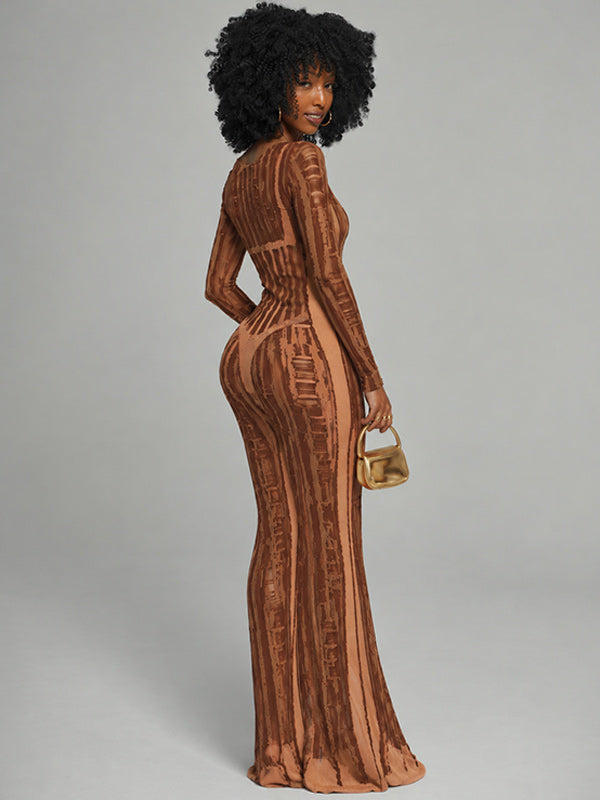 Printed Round-Neck Maxi Dress