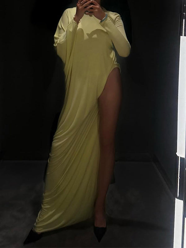 Solid Side-Slit Maxi Dress