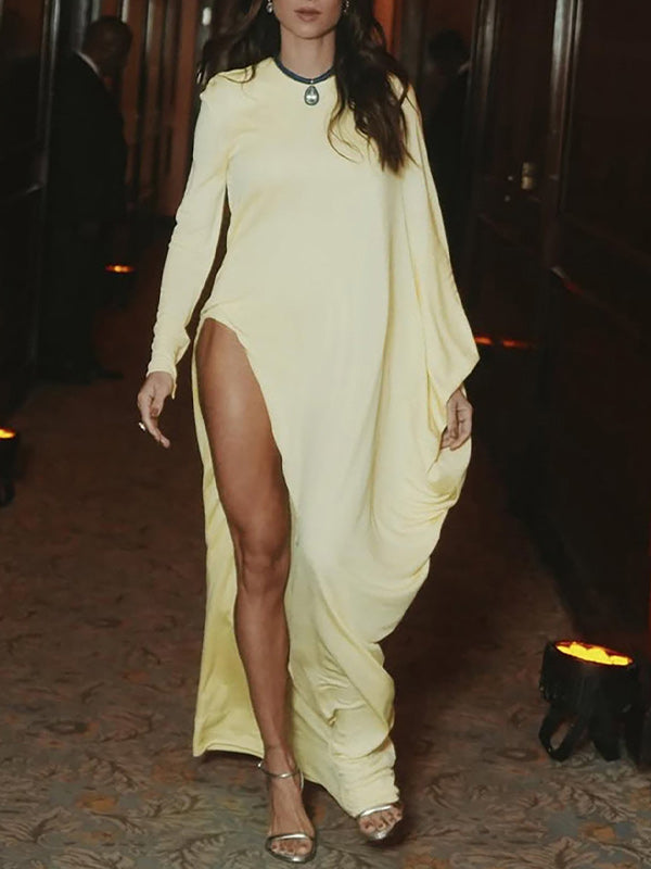Solid Side-Slit Maxi Dress