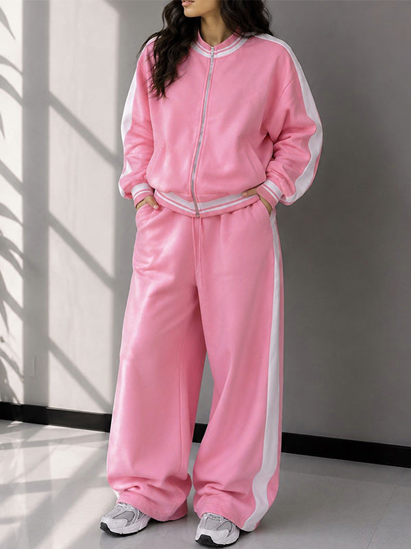Side-Stripe Zip-Front Jacket & Pants Set