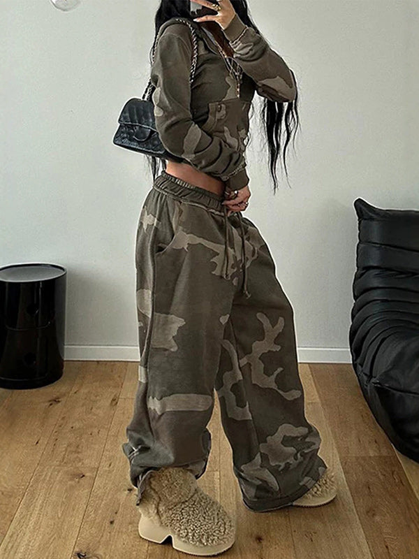Camo Zip-Front Hoodie & Pants Set