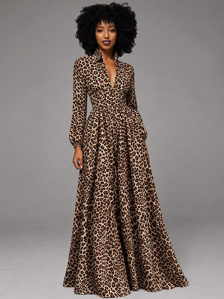 Leopard Button-Front Shirt Dress