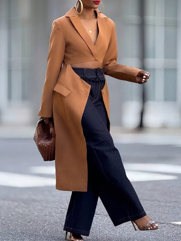 Asymmetrical Cutout Longline Blazer