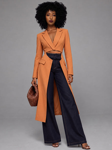 Asymmetrical Cutout Longline Blazer