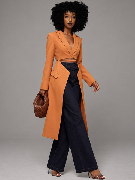 Asymmetrical Cutout Longline Blazer