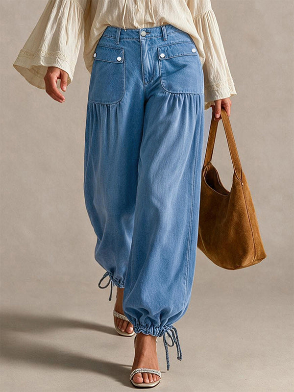 Tie-Cuff Jogger Jeans