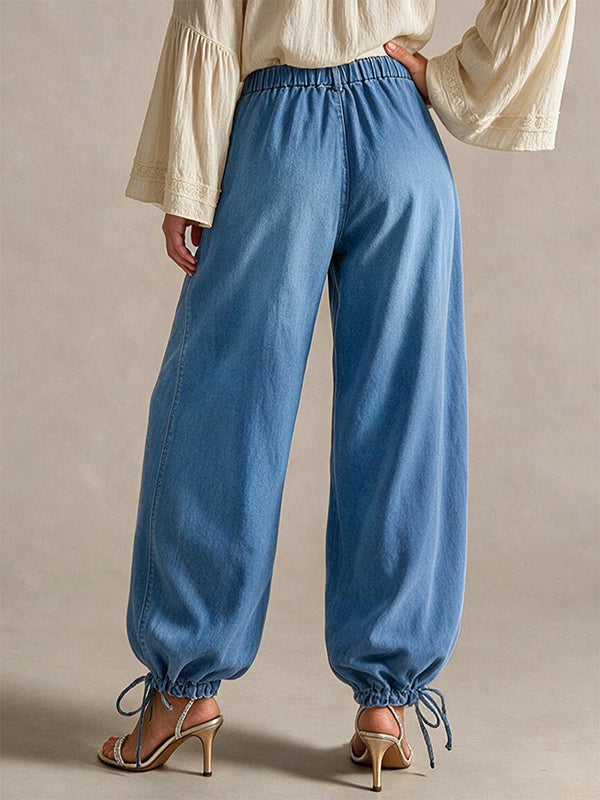 Tie-Cuff Jogger Jeans