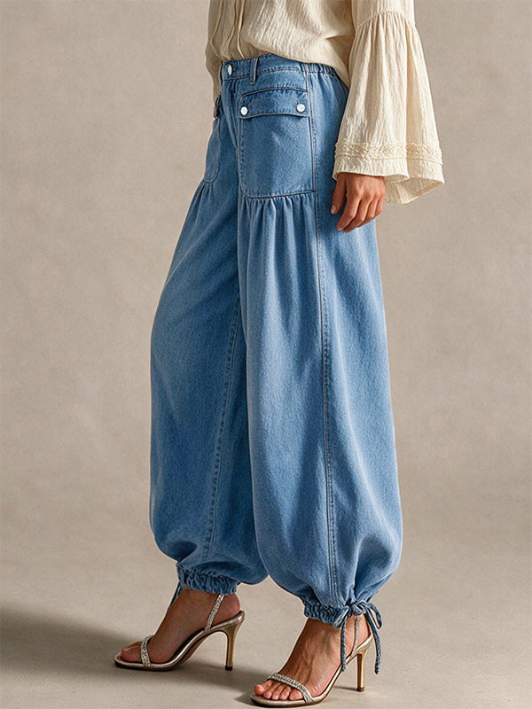 Tie-Cuff Jogger Jeans