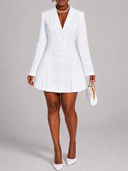 Pleated Combo Blazer Dress
