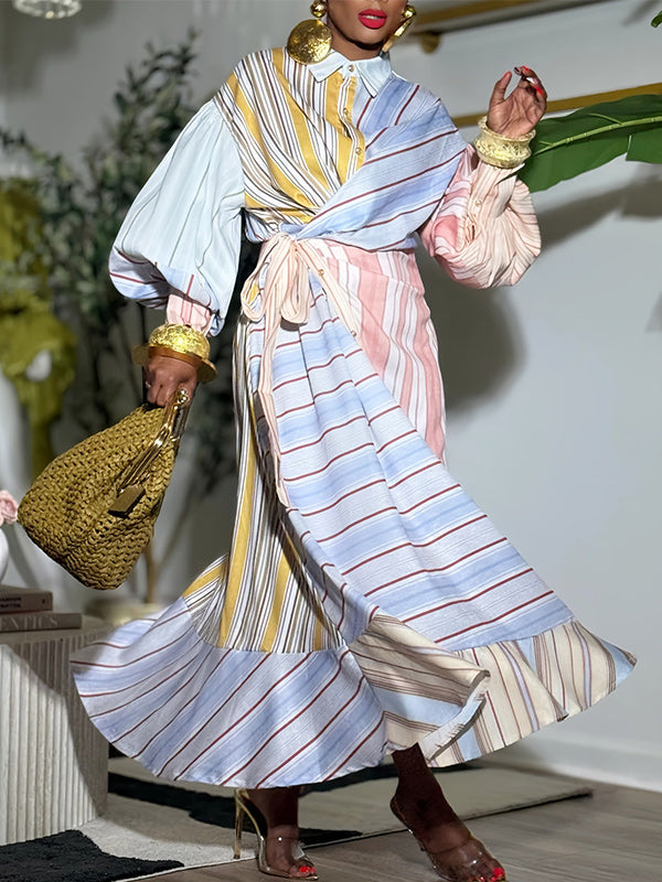 Stripe Tied Shirt Dress