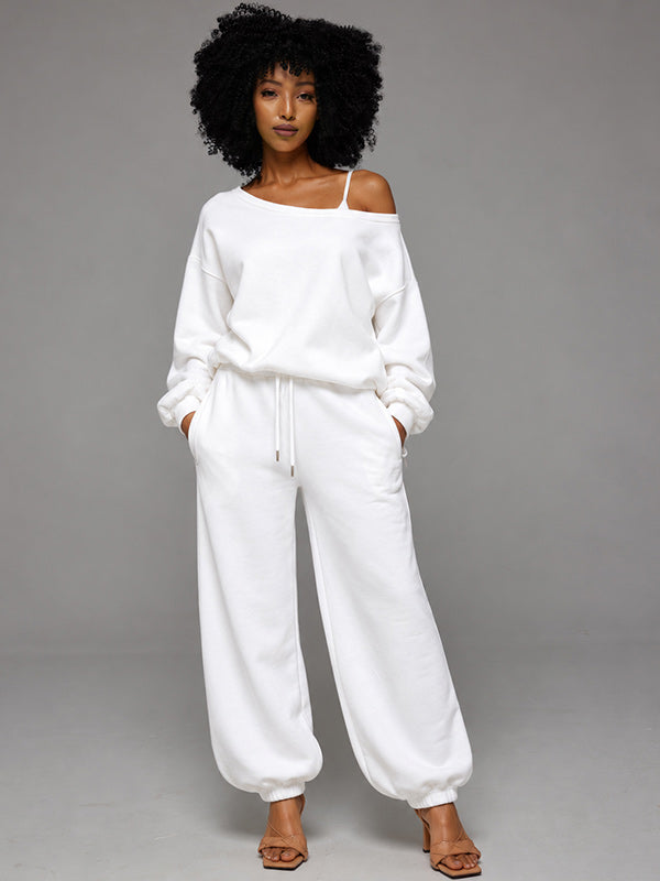 Boat-Neck Sweatshirt & Pants Set
