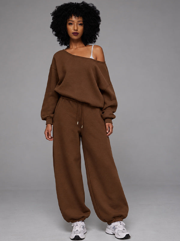 Boat-Neck Sweatshirt & Pants Set