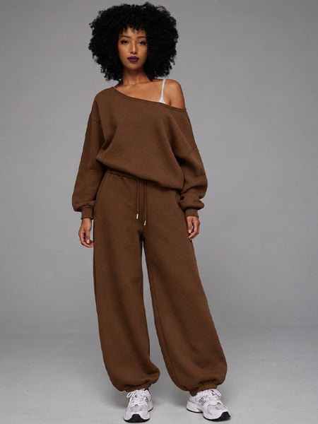 Boat-Neck Sweatshirt & Pants Set