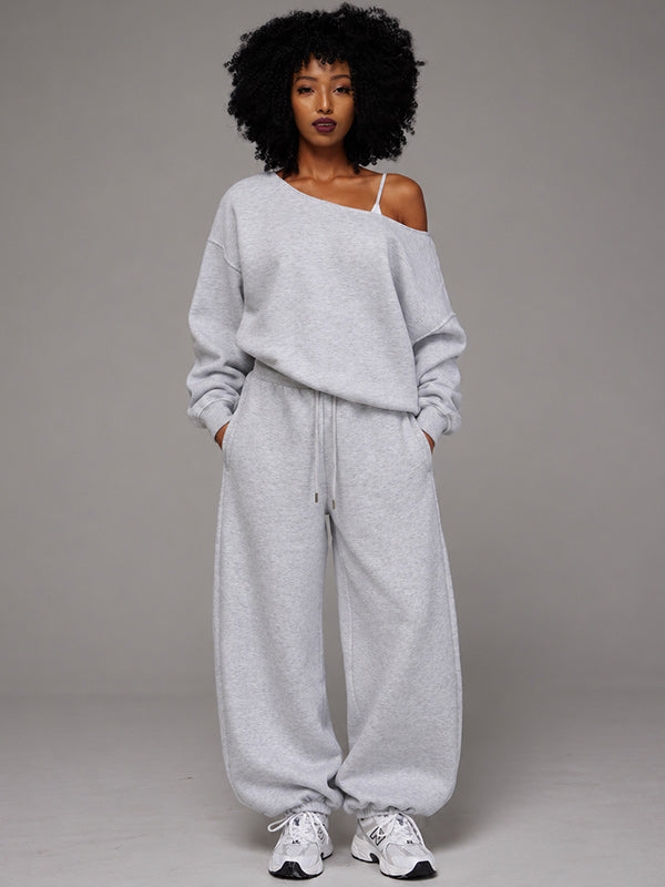 Boat-Neck Sweatshirt & Pants Set