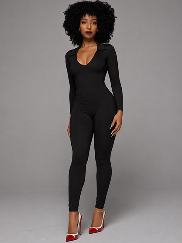 Lace-Up Skinny Jumpsuit