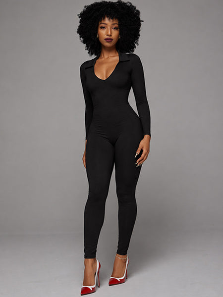 Lace-Up Skinny Jumpsuit